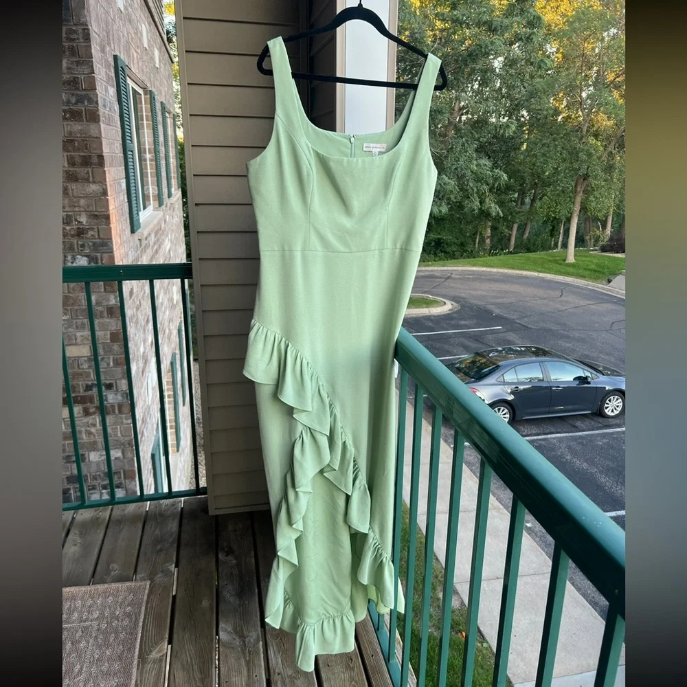 🆕 🌿Dress the Population XXL Mint Green Asymmetrical Maxi Wedding Evening Gown🌿 - Picture 4 of 14